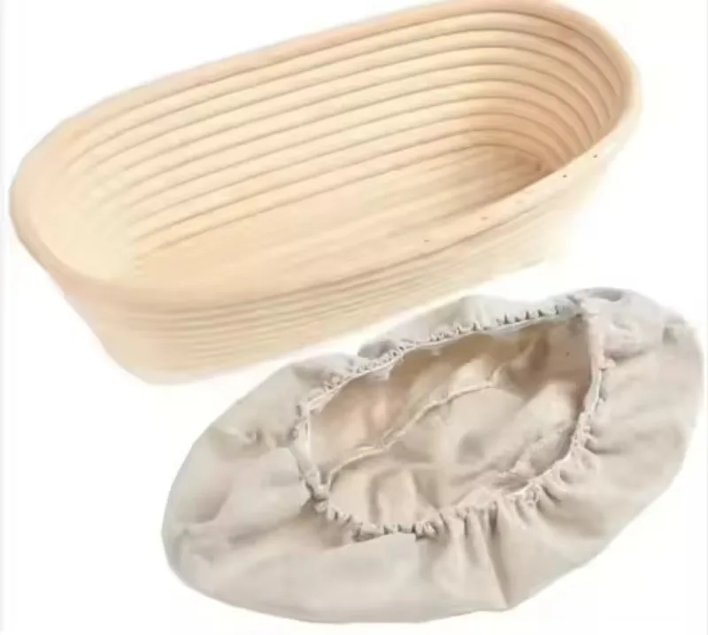 Eco-friendly handmade oval yeast bread fermented rattan storage basket set with lining