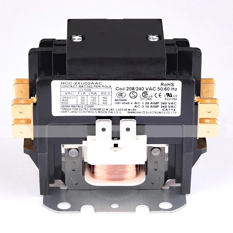 double-pole-two-pole-ac-contactor-for-air-conditioner-heat-pump-ice-machine-hcc2xu02aac-208v-240v-30a-hcc-2xu02aac-1pc-new