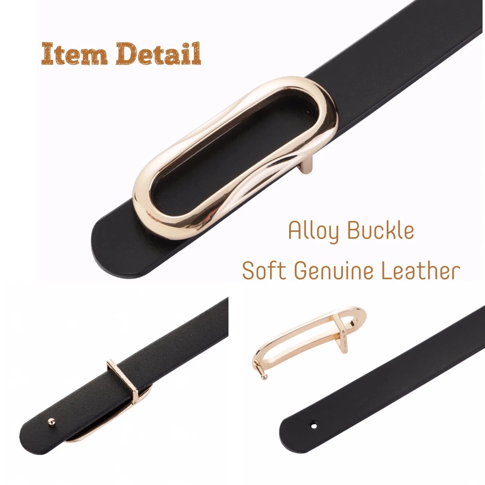 Quality Women Genuine Leather Waist Belt Fashion Oval Solid Gold Buckle Can be matched with jeans workwear decorative women belt