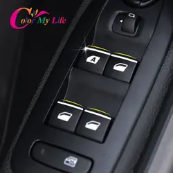 ABS Chrome Car Window Switch Decorative Sequins Lifter Dedicated Sticker for Peugeot 2008 208 2014 - 2017 Accessories