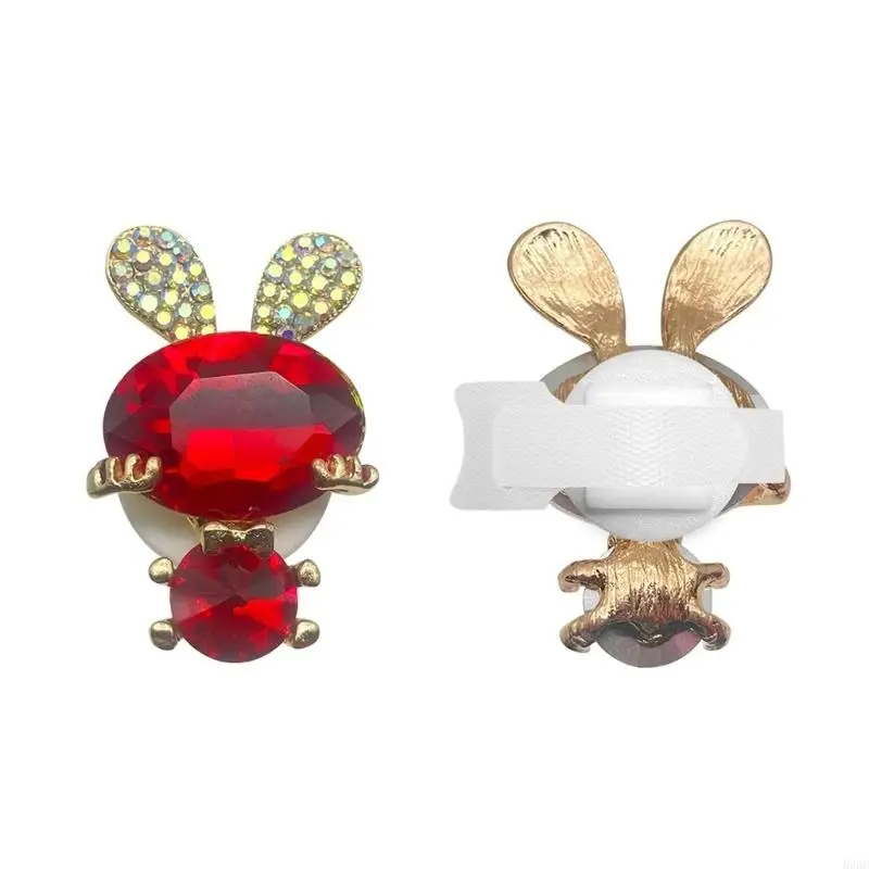 2 Piece Stylish Rhinestones Rabbit Headphone Clip On Accessory Trendy Fashion Gaming Jewelry For Teens 896C