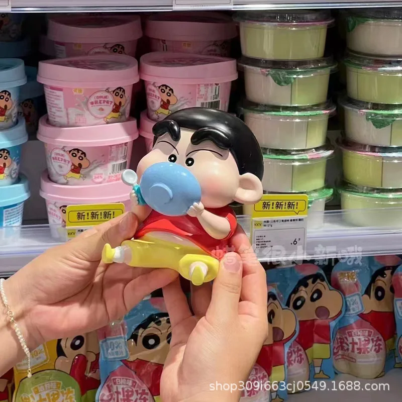 New Crayon Shin-Chan Ancient Morning Face Dinner Licking Bowl Hand Cute Doll Tabletop Decoration Toys For Kids Surprise Gift