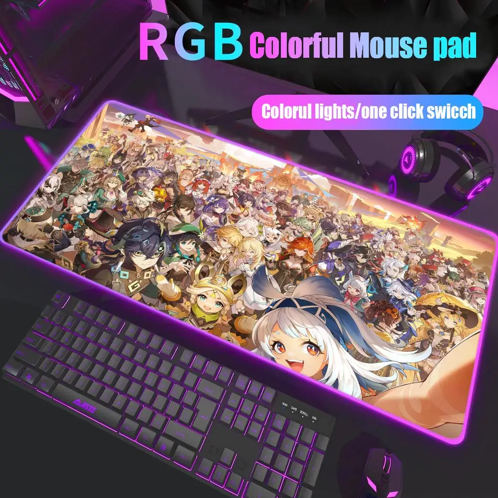 

Genshin Impact Yae Miko Коврик для мыши Rgb Настольный коврик Подсветка Светодиодный коврик для мыши Настройка игровых аксессуаров Настольный коврик Большой коврик для мыши Подсветка