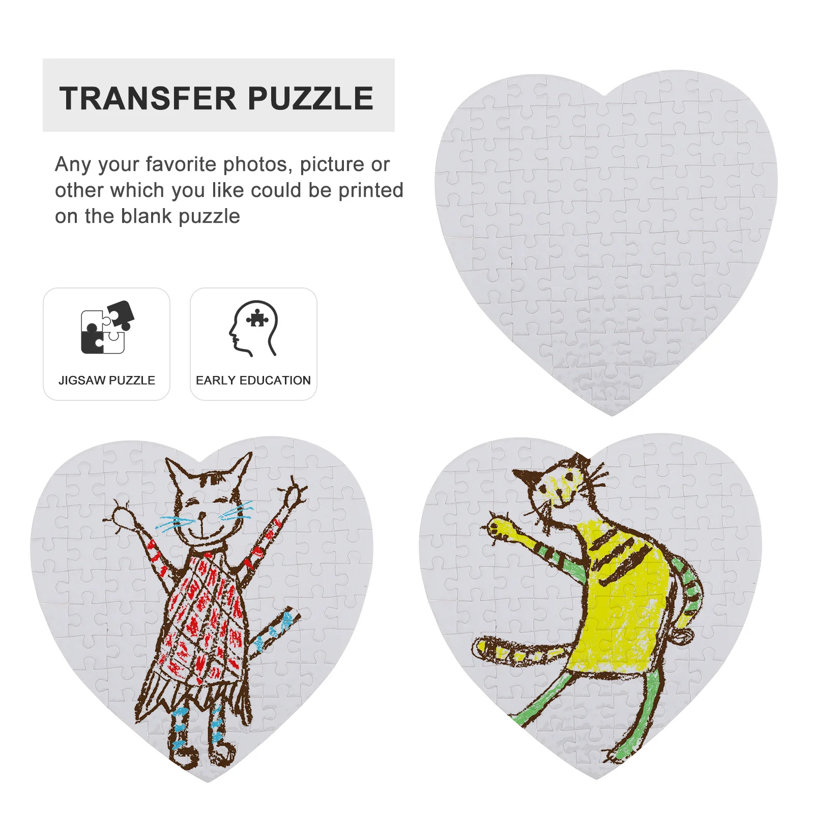 

5 комплектов, пустая сублимационная головоломка в форме сердца, головоломка для печати для DIY, раскраска, ремесло, активность, снятие стресса, интеллектуальная игра