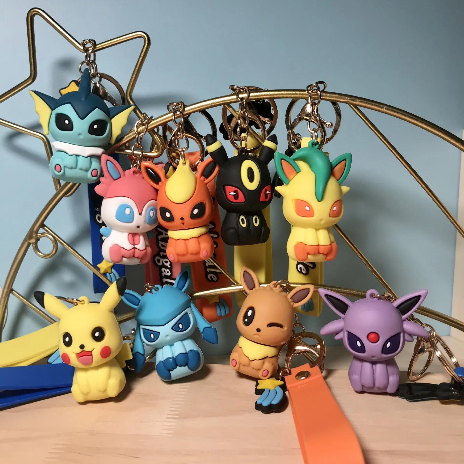 Pokemon Action Figure Pikachu Keychain Anime Cute Eevee Backpack Pendant Doll Car Key Ring Jewelry Kids Gifts Key Chain Keyring