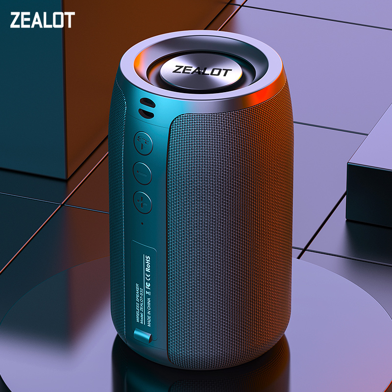  ZEALOT-S32 Mini Portable Bluetooth Speaker HIFI Subwoofer Wireless Speaker with fm Radio Column Support TF, TWS, USB 