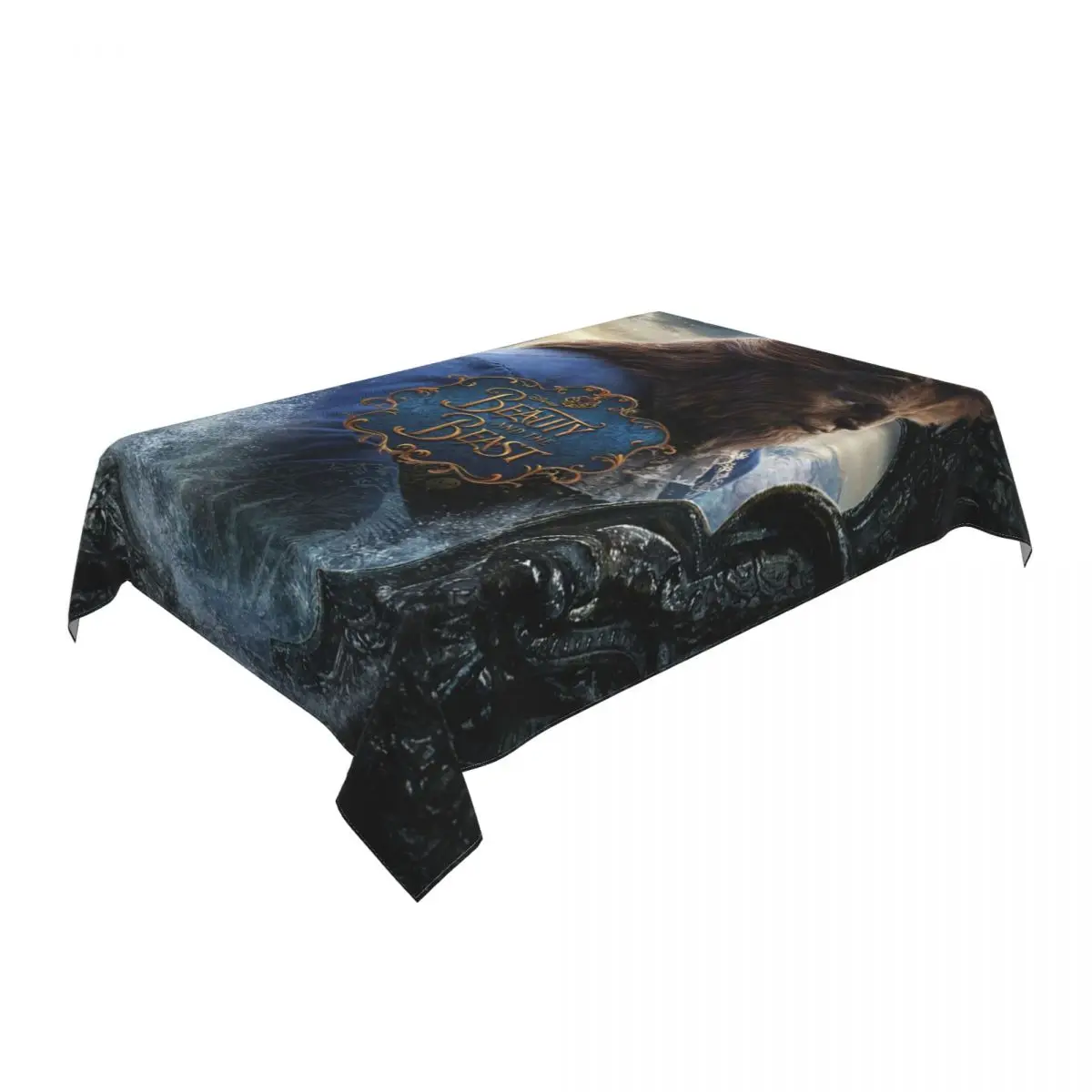 Disney Beauty And The Beast Tablecloth Rectangular Elastic Oilproof Fantasy Song And Dance Movies Table Cloth Cover for Banquet