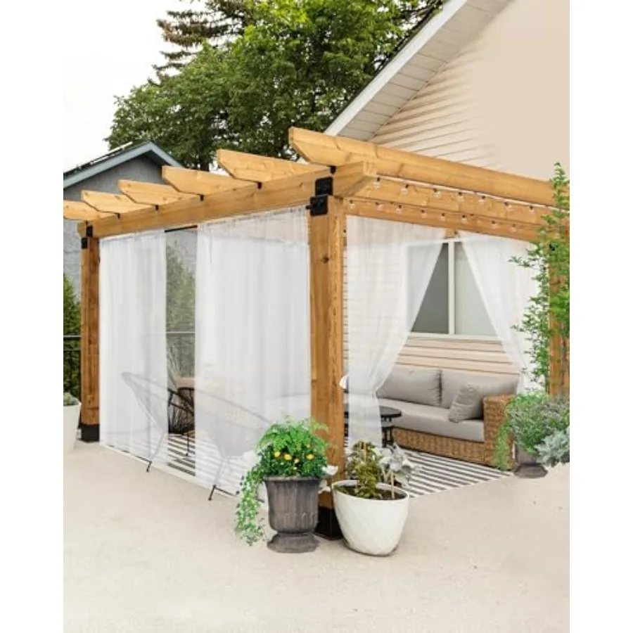 

HolidayIdeas All Weather Outdoor Sheer Curtains for Patio Waterproof 6 Pcs Rod Pocket Indoor Sheer Voile Curtains for Porch, Ba