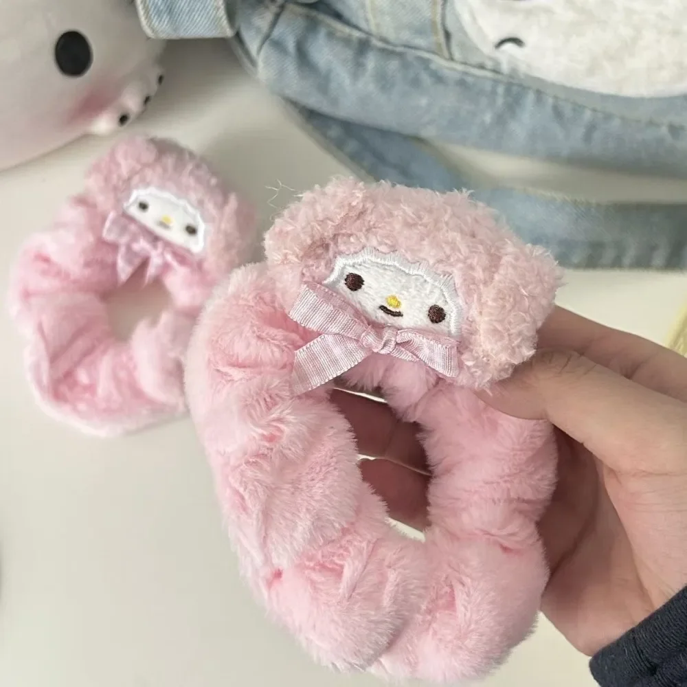 New My Melody Hair Loop Miniso Sweet Pink Plush Hair Loop Cartoon Lamb Hair Accessories Anime Peripheral Colon Headband Gifts