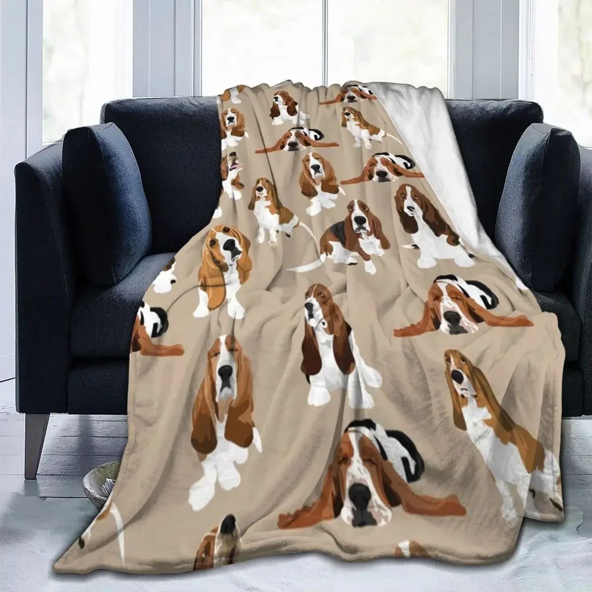 Basset Hound Super Warm Blanket Brown Dog Animal Camping Throw Blanket Winter Colorful Design Flannel Bedspread Sofa Bed Cover