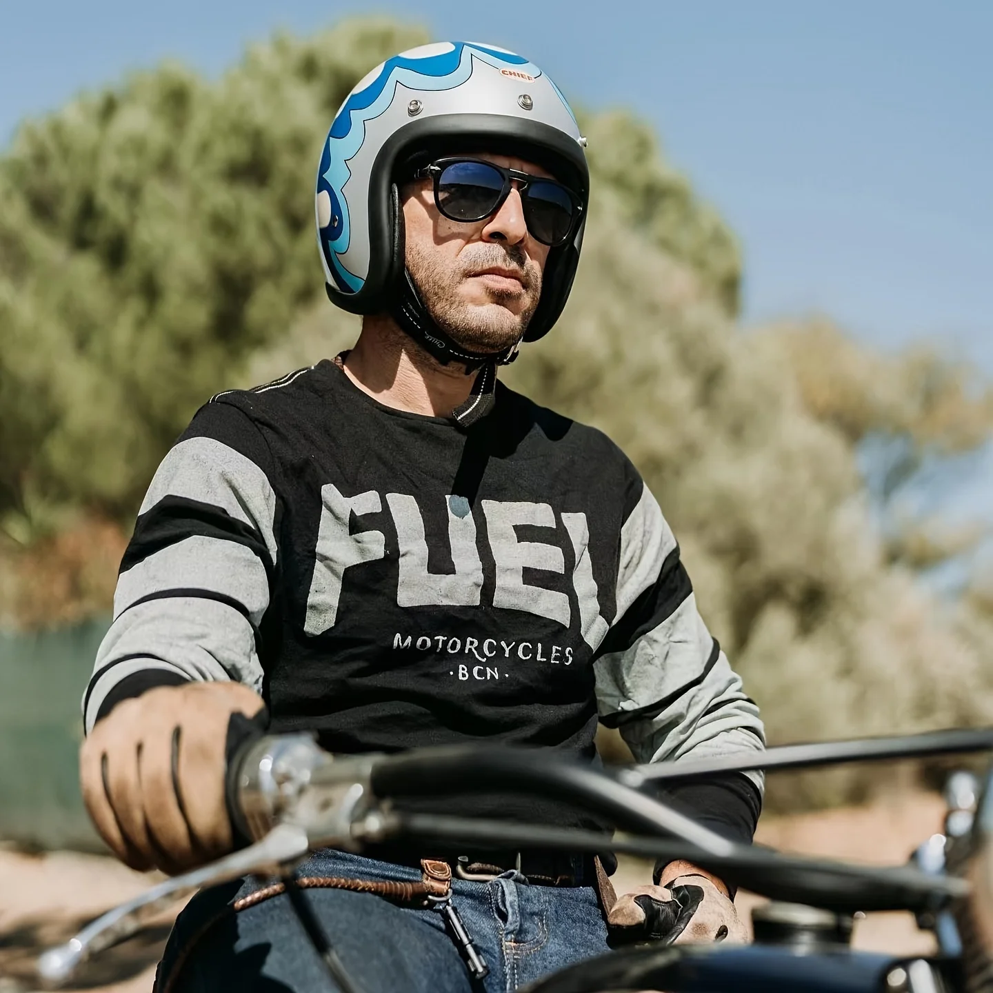 

Motorcycle Long Sleeve T-shirt Breathable Quick Drying Cycling Shirt Loose Fit Solid Color Striped Men Sports Long Sleeved Shirt