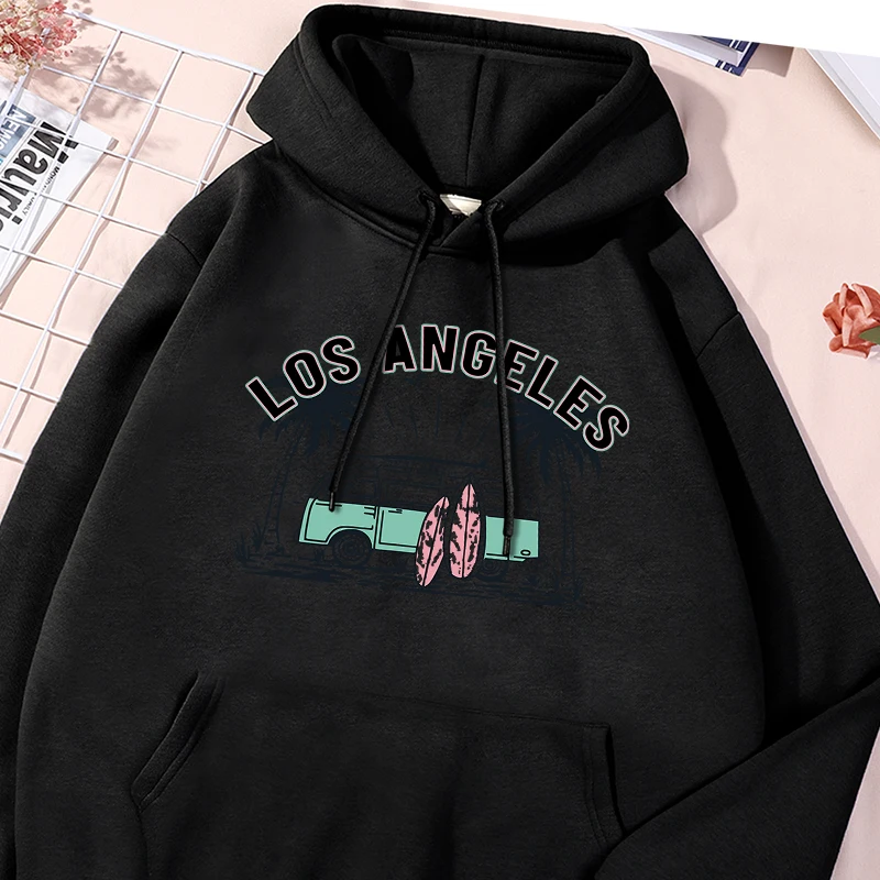 Los Angeles Printed Men'S Hoodie Fashion Versatile Sweatshirts Unisex Drawstring Tracksuit Streetwear Comfortable Pocket Tops