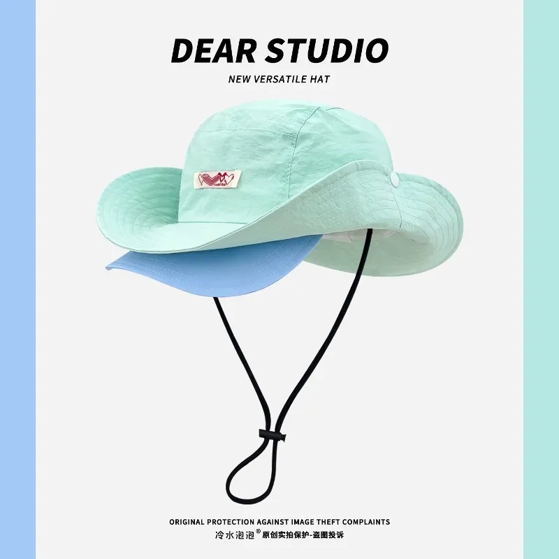 

2026 New Double Brim Outdoor Quick Dry Mountaineering Sun Caps Men's and Women's Summer Sunshade Lace-up Bucket Hat