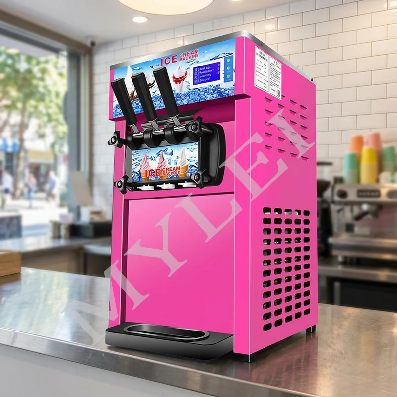 Automatic Commercial Soft Serve Ice Cream Machine Self-Cleaning for Restaurants Food Shops 220V Serving Soft Ice Cream