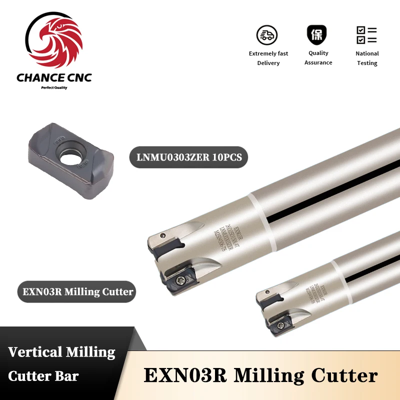 

1SET EXN03R Double side Fast-feed Milling Holder Fast tool rod Machining Center For LNMU0303 rough Milling insert End mill