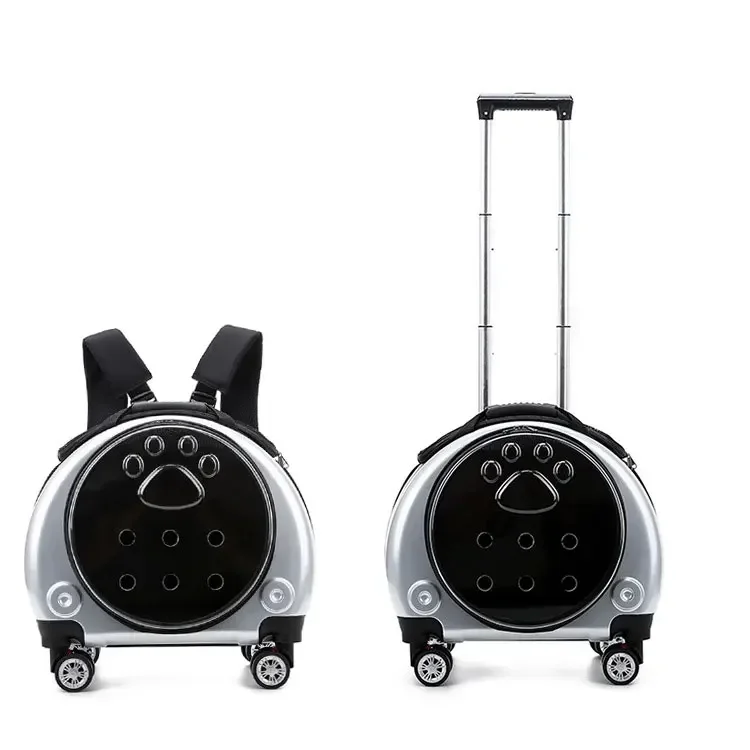 Big Volume Luxury Expandable Dog Cat Backpack Wheeled Trolley Pet Carrier For Detachable Trolley