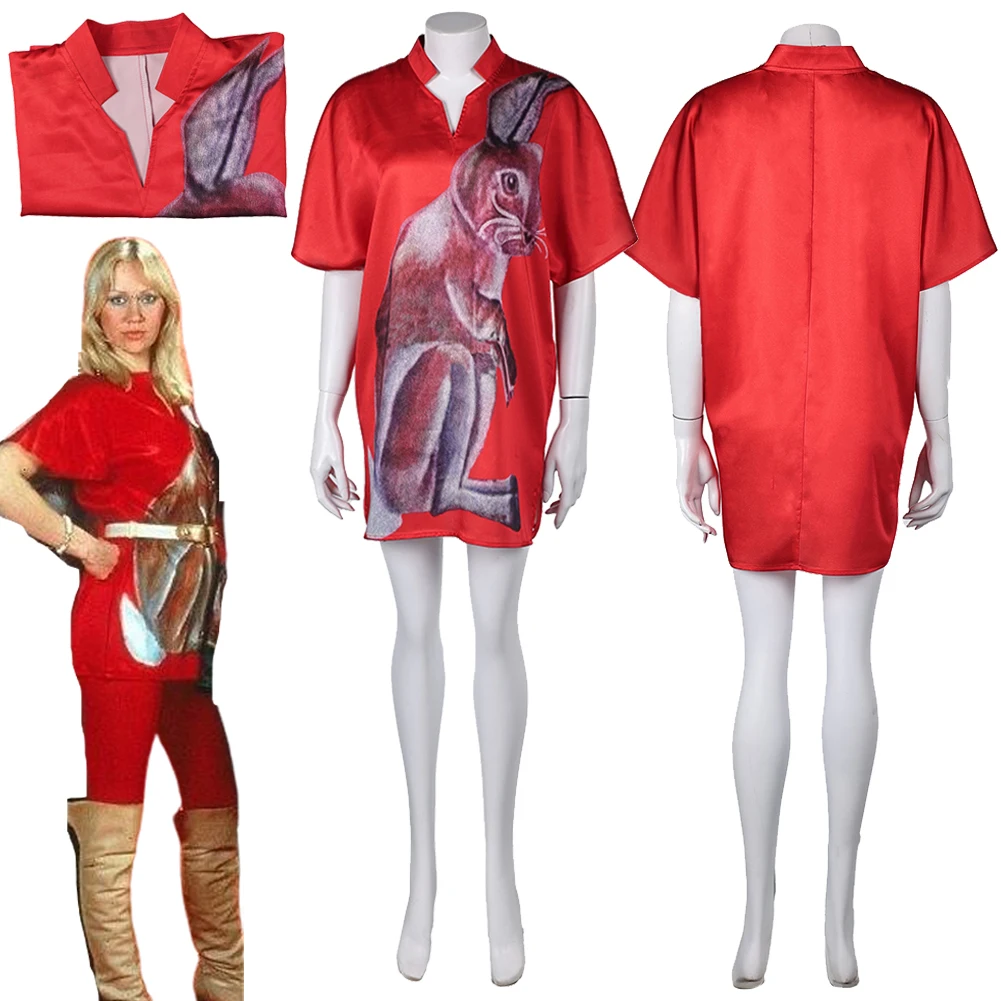 Anni-Frid Agnetha Cosplay para Mulher, Fantasia, ABBA Girl, Vestido Gato, Vestido Vintage Disfarçado, T-shirt, Anos 70