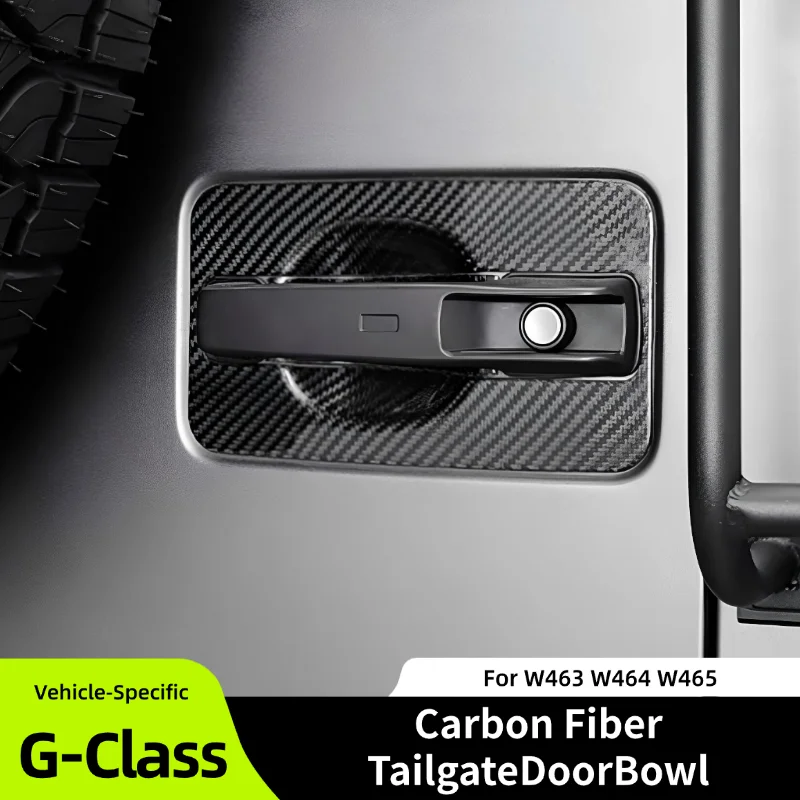 Dry Carbon Fiber Tailgate Door Handle Bowl Cover For Mercedes Benz G-Class G350 G400 G450 G500 G63 Rear Door Trim Accessories