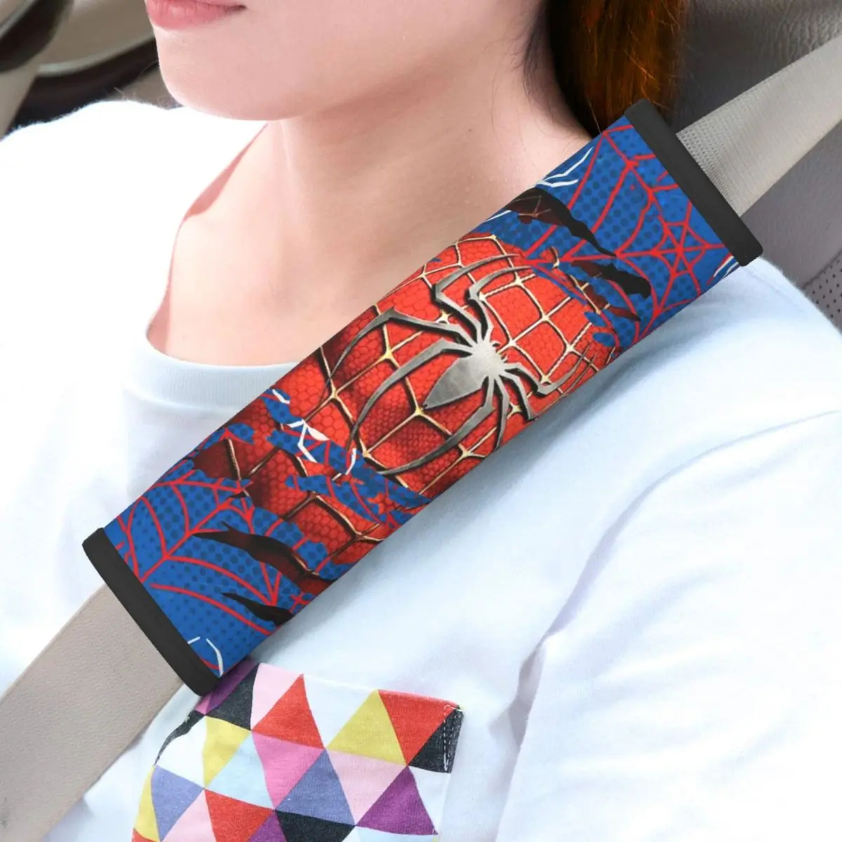 

Изготовленный на заказ чехол для ремня безопасности с изображением Человека-паука и супергероя, 2 шт., чехол для плечевого ремня с автоматическим ремнем безопасности