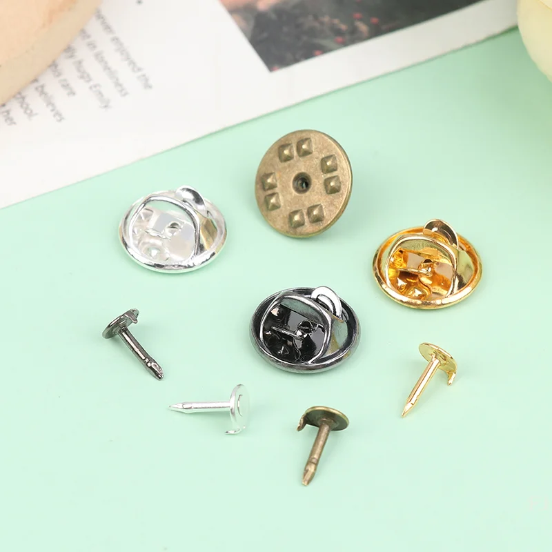 DIY Craft Set - 100 Metal Locking Pin Backs for Handmade Badges, Brooches and Jewellery