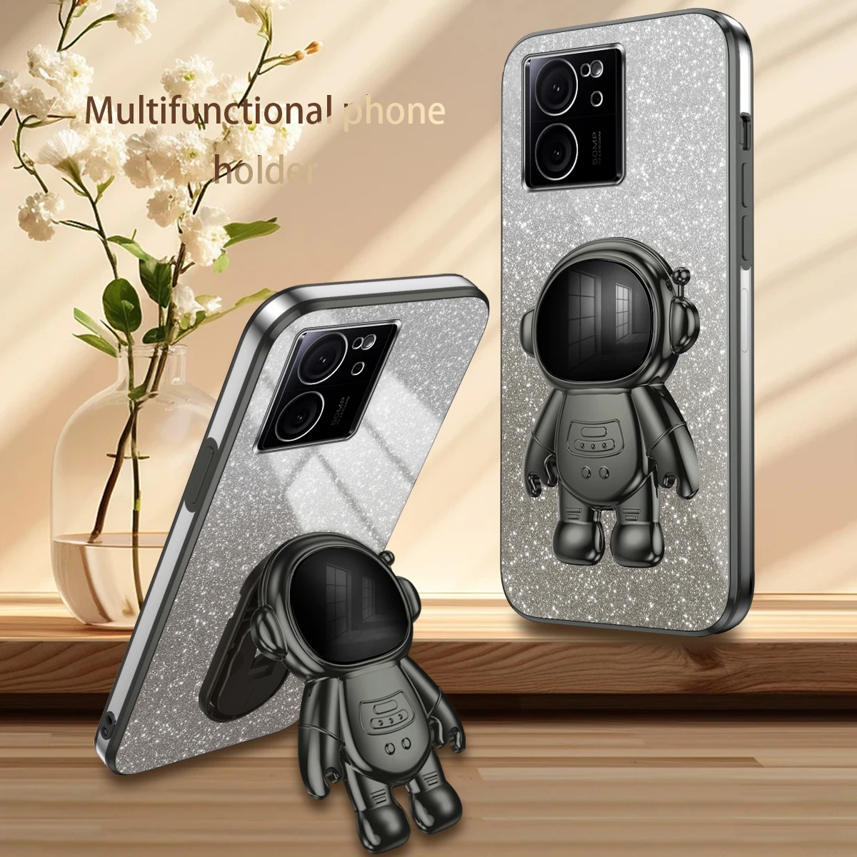 

Mi13T Pro Case For Xiaomi Mi 13T Pro 13 Lite Xiaomi 13 Mi14 Mi12 Mi11 Mi10TGradient Glitter Astronaut Holder Soft Silicone Cover