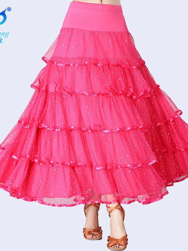 Ballroom Dancing Modern Dance Sequins Big Hem Long Skirt Competition Performance Clothes Social Dance Long Dress