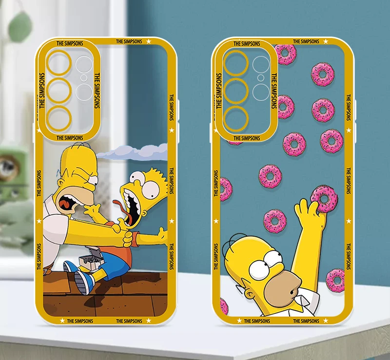 Funny The Simpsons Homer For Samsung Galaxy S24 S23 S22 S21 S20 Pro FE Ultra A23 A52 A53 Angel Eyes Transparent Phone Case