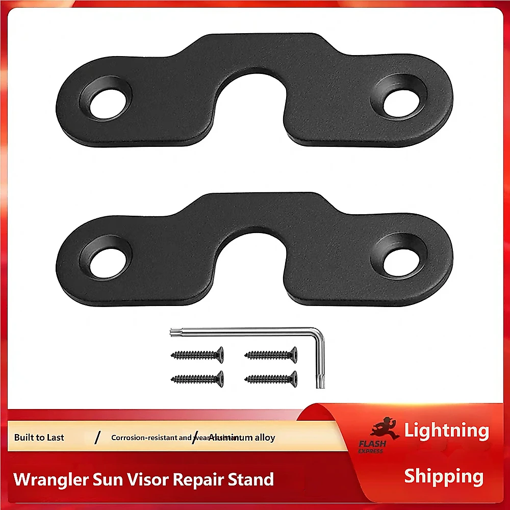 Sun Visor Hook Installation Kit Visor Repair Car Accessories 2X Clips 4X Screws Aluminum alloy For Jeep Wrangler JK JL JT 07-26 view 5