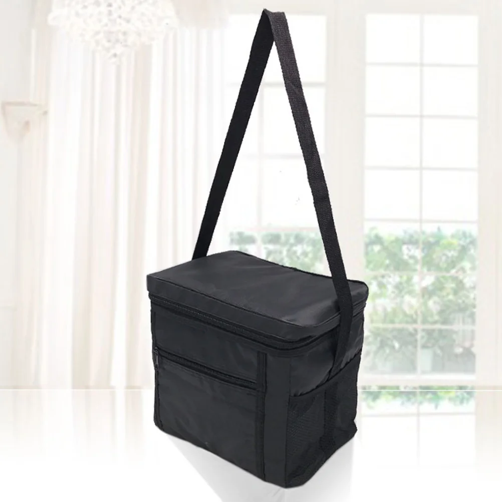 

1pcs Insulated Lunch Bag Oxford Cloth Ice Pack Portable Cooler Tote For School Work Picnic Sandwich Yogurt Fruit Storage Black