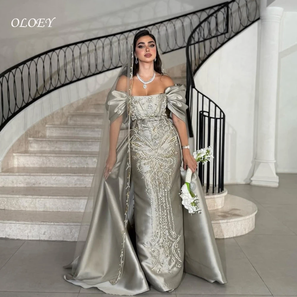 فساتين سهرة رائعة من OLOEY مطرزة بالخرز في المملكة العربية السعودية مناسبة رسمية بأكمام قصيرة فستان حفلة موسيقية من فيستدوس دي فييستا نوش مخصص