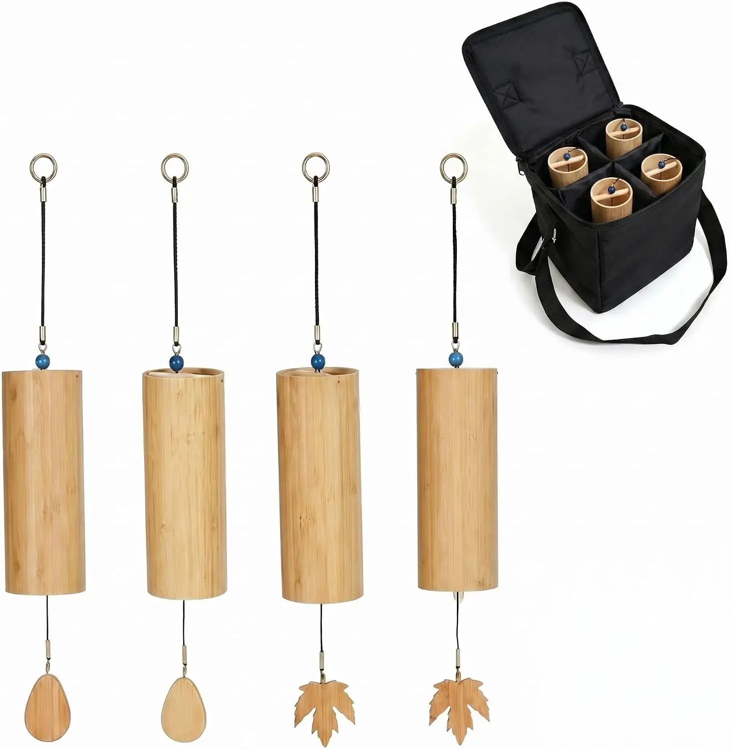 Wind Chime Set Of 4 Elements Hand Tuned 4 Season Tones Chime With 2 Style Pendants Portable Storage Box Harmonious Melody For Home Patio Outdoor Decor Bronze