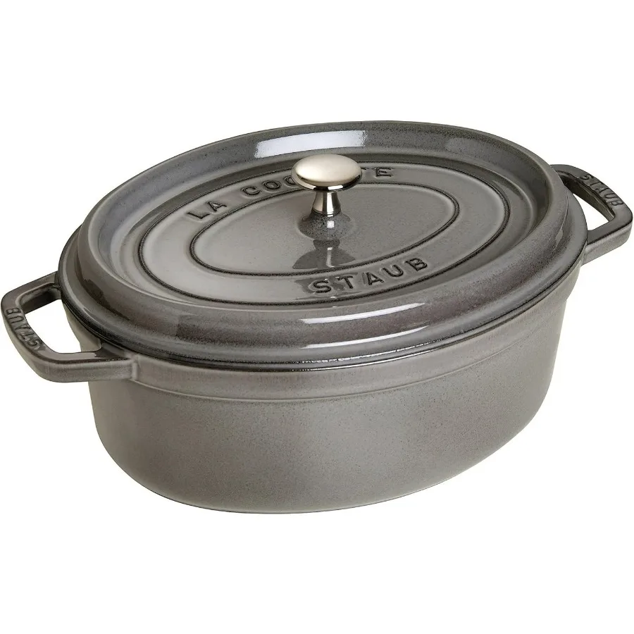 

La Cocotte Oval 40500276 Pico Cocotte Овальный Серый 10,6 дюймов 27 см Большой двуручный литой эмалированный горшок, индукционный, совместимый