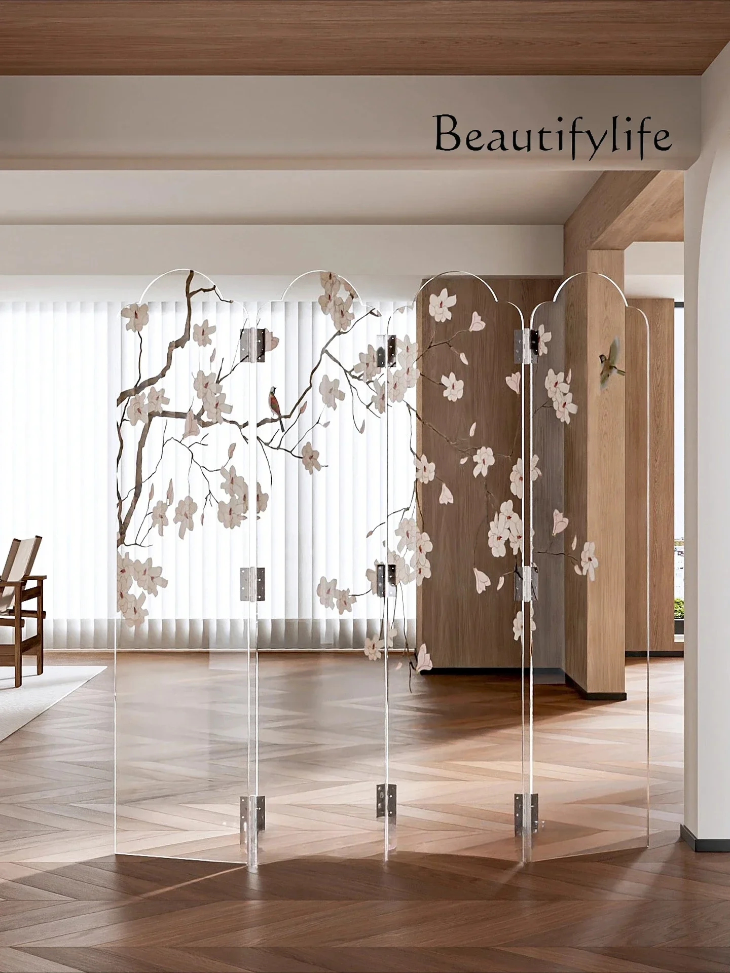 شاشة أكريليك صينية جديدة لغرفة المعيشة البسيطة قابلة للطي تحجب شاشة نقل الضوء شبه شفافة #2