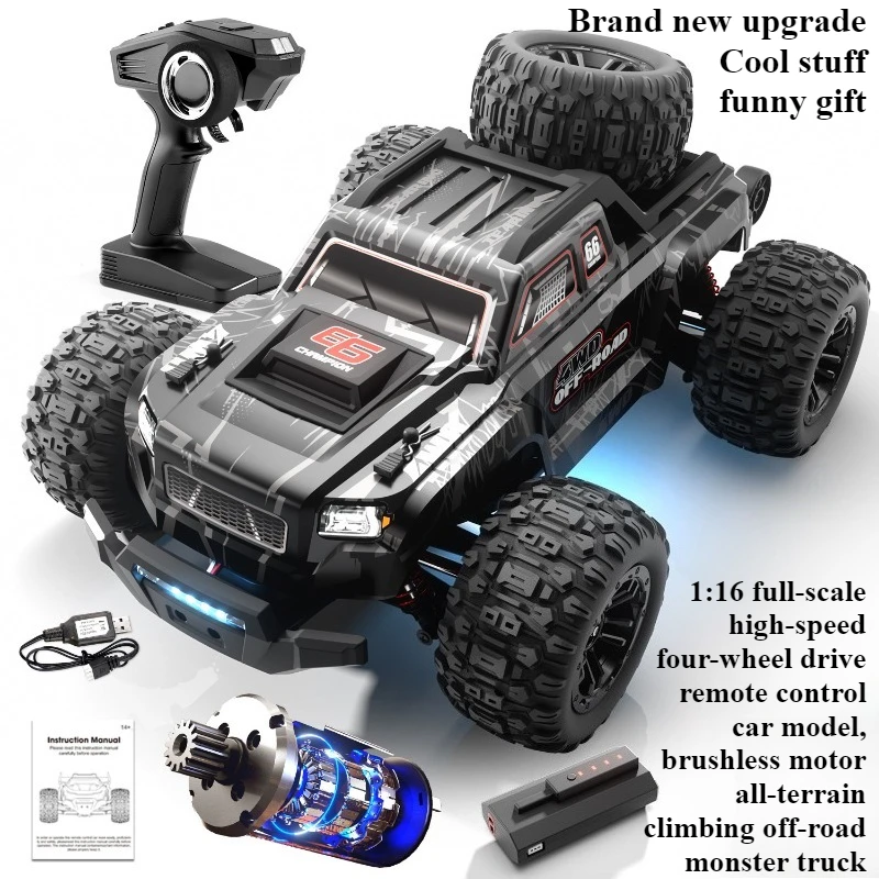 

Cool Stuff Funny Gift-1:16 Full-scale High-speed 4WD Rc Truck,Brushless Off-road Rc Cars for Adults,Monster Truck,Toys for Kids