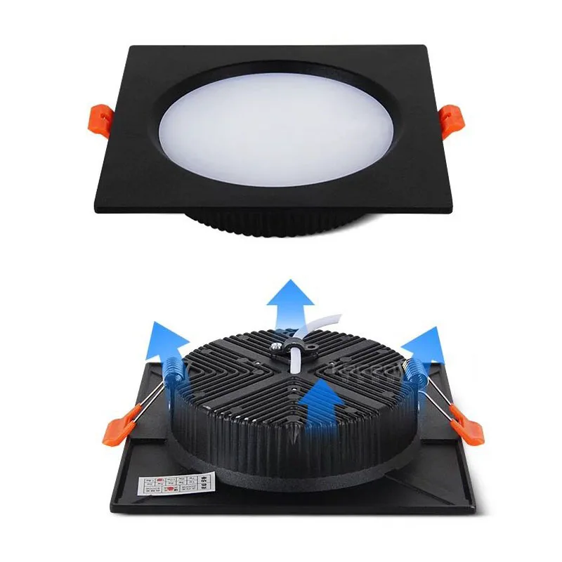 Foco LED cuadrado ultrafino regulable, luz de techo, luz de rejilla, 3w, 5w, 7w, 9w, 12w, 15w, 18w