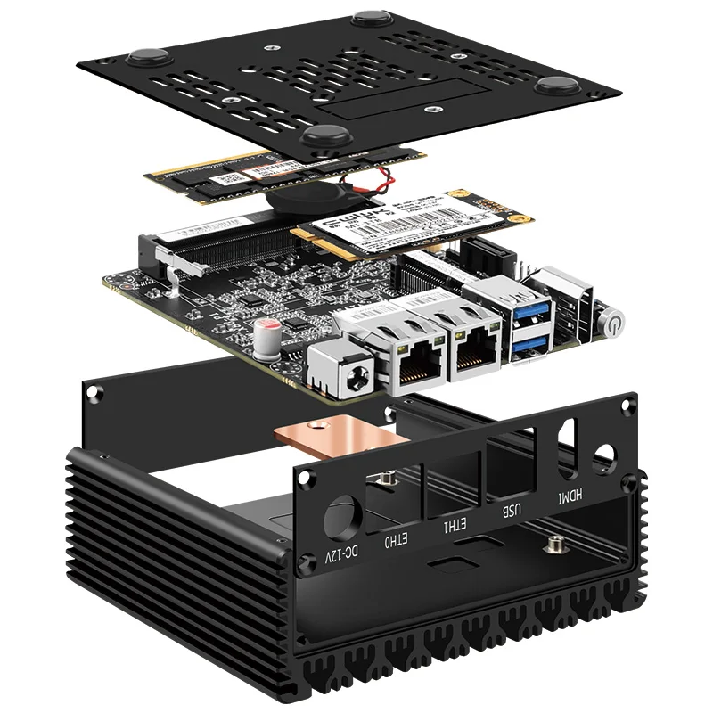 P1 6W Low-Power Intel N3050/N3160 Quad Core Quad Gewinde X86 Weiche Router 2*1000M lan Port HD-MI Ausgang Metall Fall Mini PC VS G31