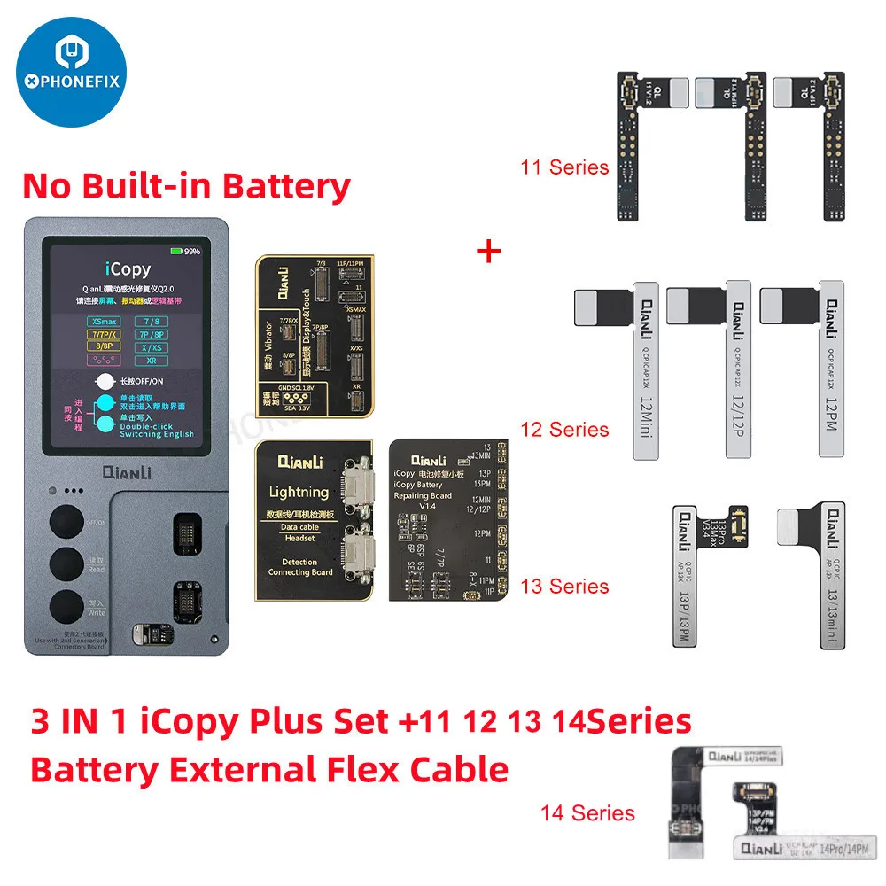 Imagem -04 - Qianli Icopy Plus Apollo Copy Power Mega-idea Clone Dz03 Battery Flex para Iphone 11 12 13 14 Pro Max Tag Tail on Battery Board Reparo Programador Tela Bateria Face id Reparo Função True Tone