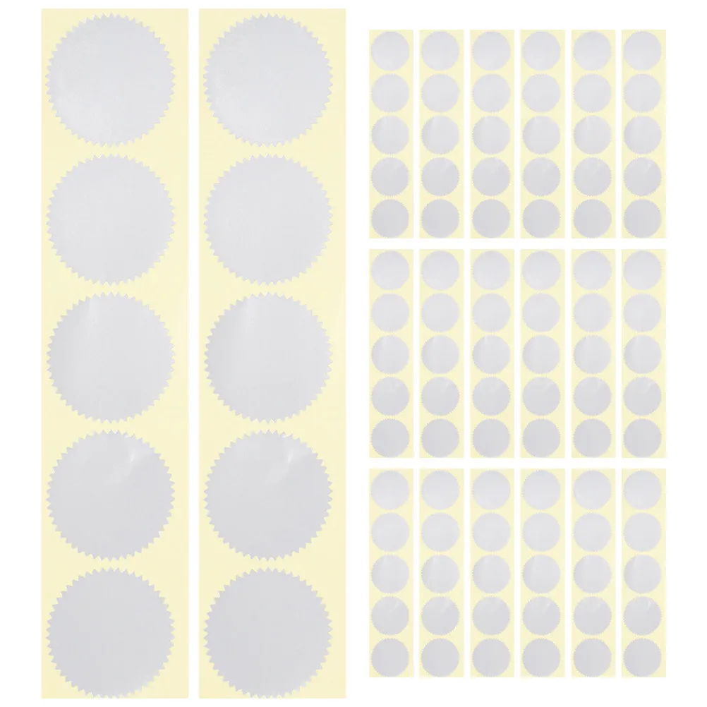 

200Pcs Blank Certificate Stickers Silver Metallic Seals with Serrated Edge for Notary Embosser Office Stamps Book Award Sealing