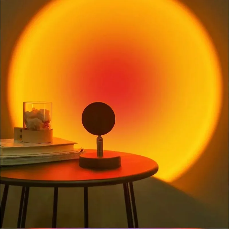 Sunset Lamp Led Projector Remote Control Rainbow Atmosphere Night Light Photographic Home Background Wall Decoration Lamp