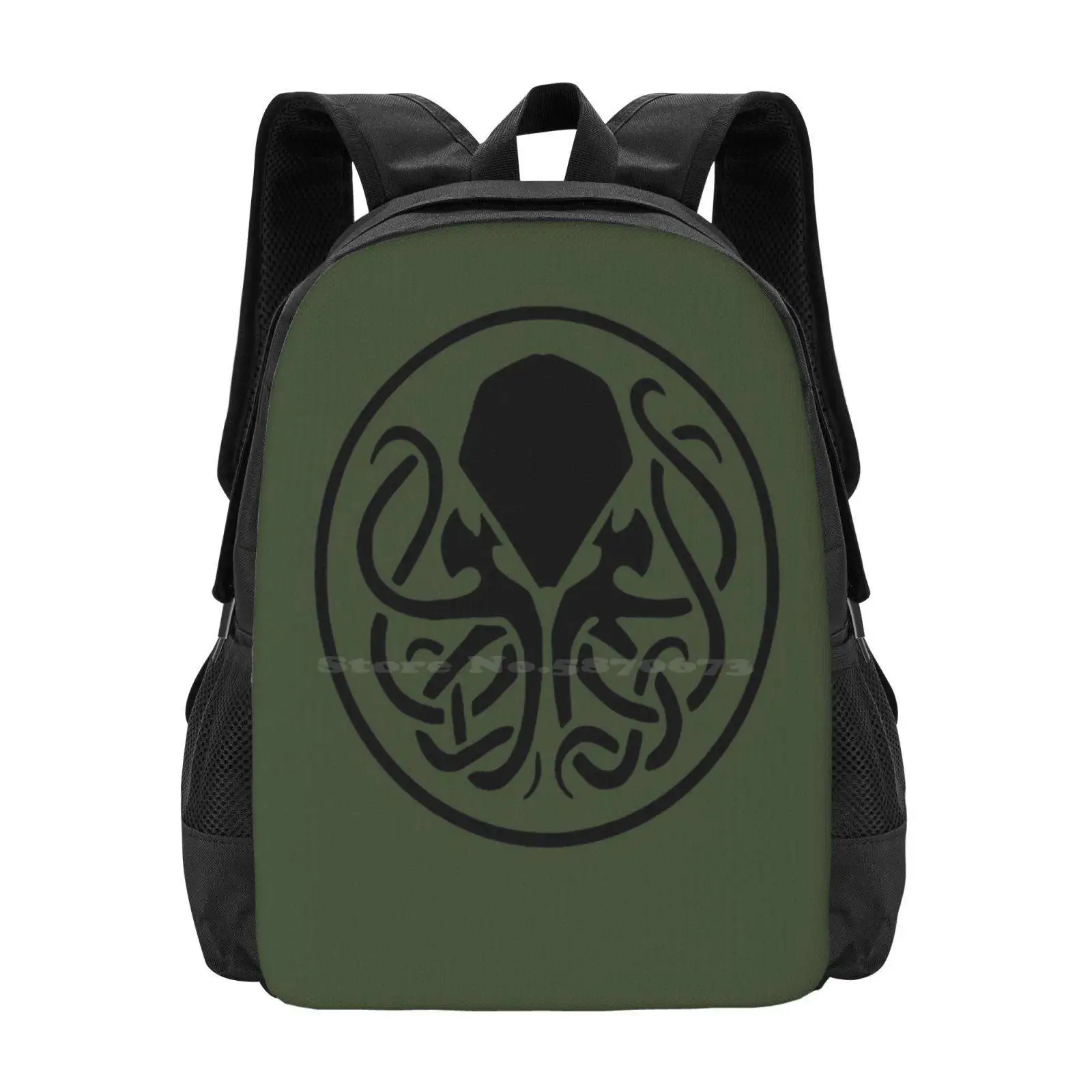 Cthulhu Symbol ( 9 ) Backpack For Student School Laptop Travel Bag Necronomicon Book Of The Dead Kitab Al Azif Grimoire Horrors