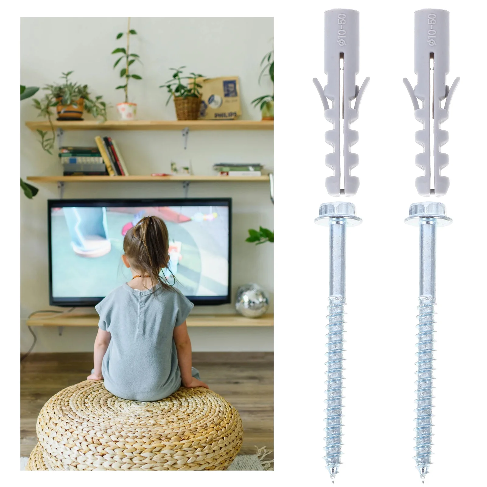 

10Sets Mount Screws Heavy Duty Expansion Anchors Secure Wall Bracket Bolts Drywall Brick Mounting Accessories