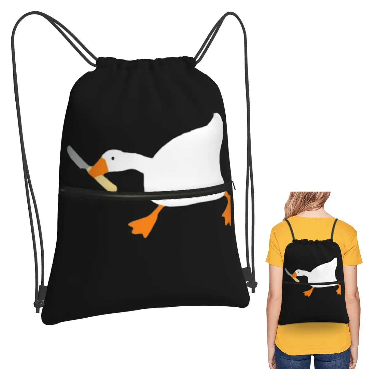 

Goose With Knife - Peace Was Never An Option Backpacks Fashion Drawstring Bags Sundries Bag Book Bags for Travel School