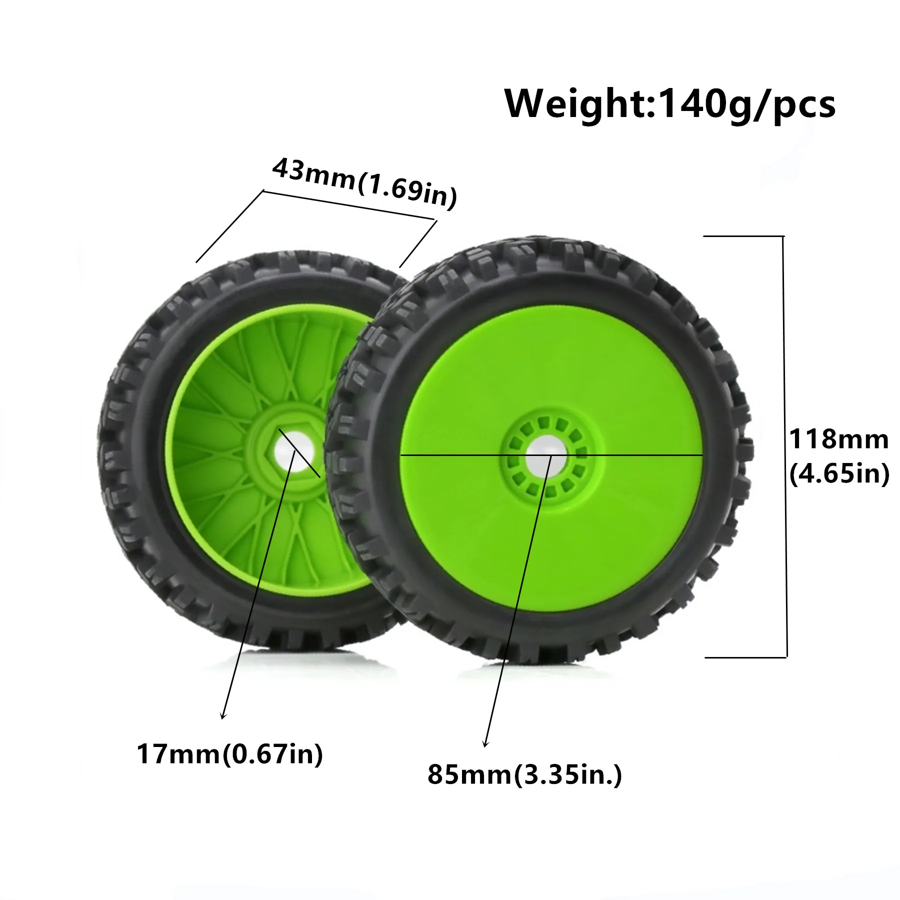 RC 1/8 Buggy Tires and Wheels 17mm Hex Rubber Off Road Tyres for 1:8 Buggy Truck Car HSP Kyosho MP10 VRX HPI Hobao ARRMA Typhon view 3