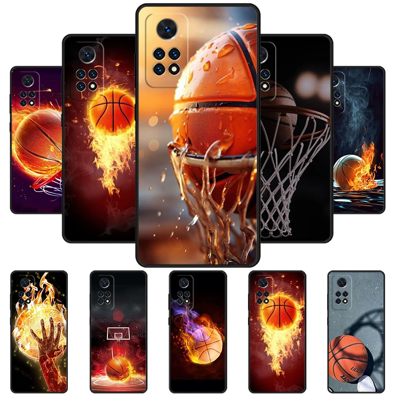 Fire Basketball Ball Flaming Player Phone Case For Redmi Note 11 EPro 11S 10T 9S Promax 8 Pro Xiaomi Mi 11 12X 12S Ultra Cover