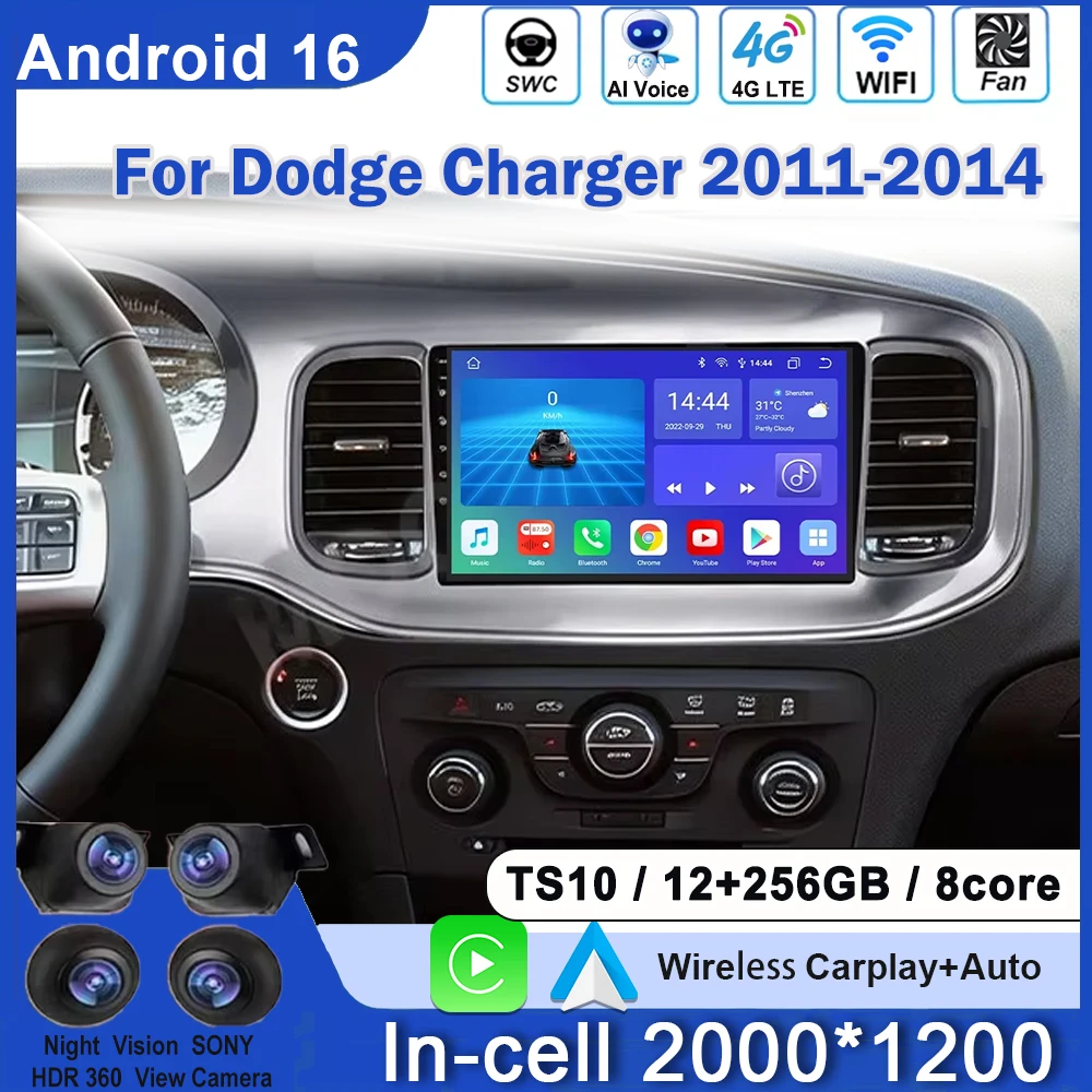Car Radio Android For Dodge Charger 2011-2014 Carplay Auto Stereo Multimidia Video Player QLED Screen No 2din 9inch Autoradio