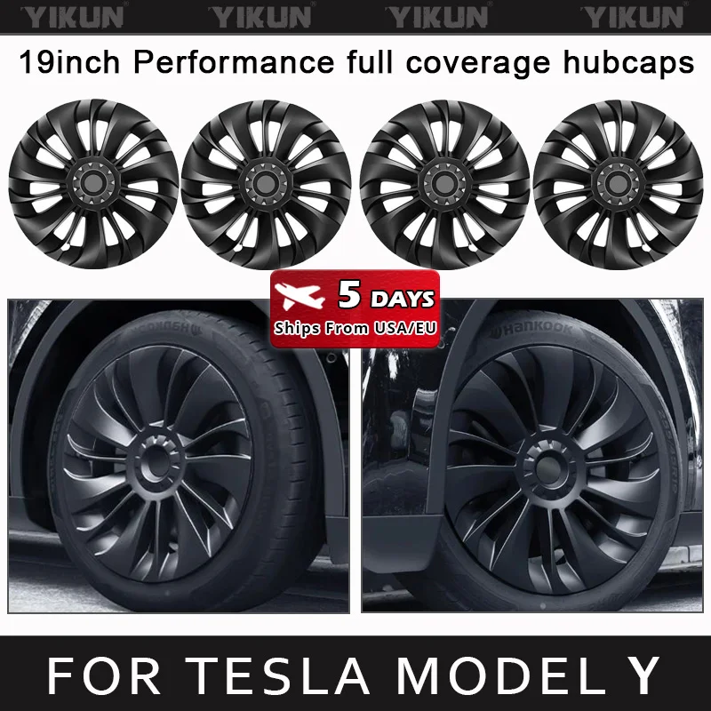 

YIKUN 4PCS Wheel Cover for Tesla Model Y Performance Replacement 19 Inch Hub Caps Hubcap Full Rim Accessories 2022 2023 2024