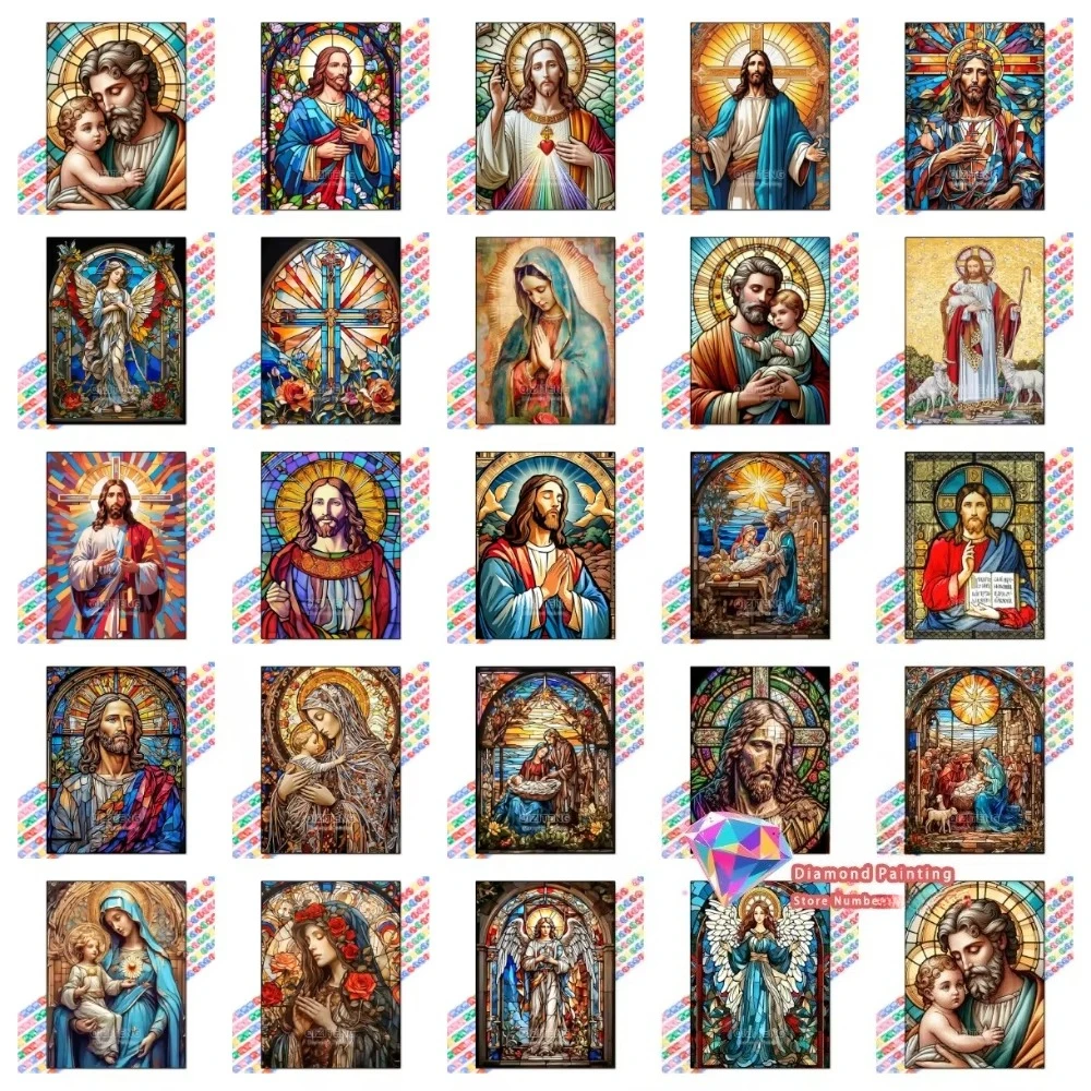 Kit de pintura de diamantes redondos y cuadrados de Jesús de Pascua sin marco, 5D, bordado DIY, punto de cruz, arte hecho a mano, regalo, manualidades, decoración del hogar, 1 ud.