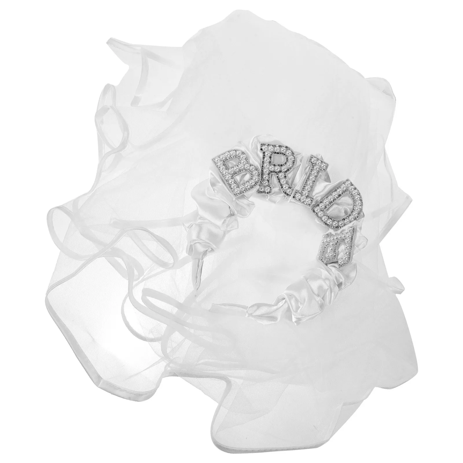 

Headband Veil Wedding Satin Pleated Wide Headband Elastic Comfortable Bridal Hair Accessory Veil Headpiece for Bride Party Hair