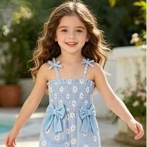Girls Smocked Jumpsuit Sling Long Pants Baby Sets Delicate Smocked Elastic Design Fit Different Body Shapes Soft Lightweight