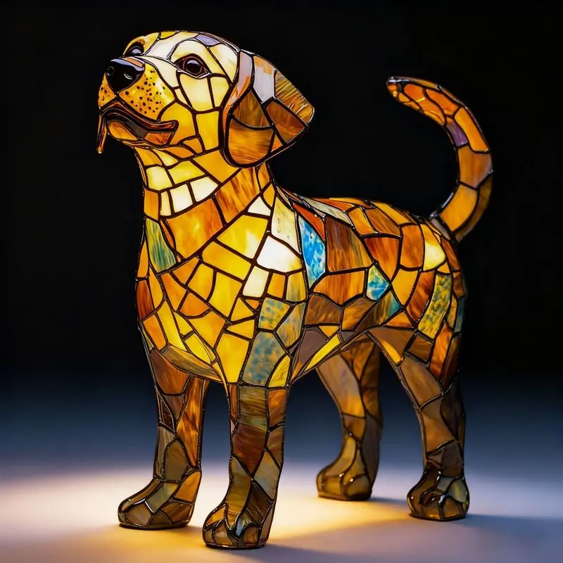 LED Night Light Emitting Resin Ornament Cat And Dog Series Art Animal Statue Creative Home Desktop Decoration Sculpture